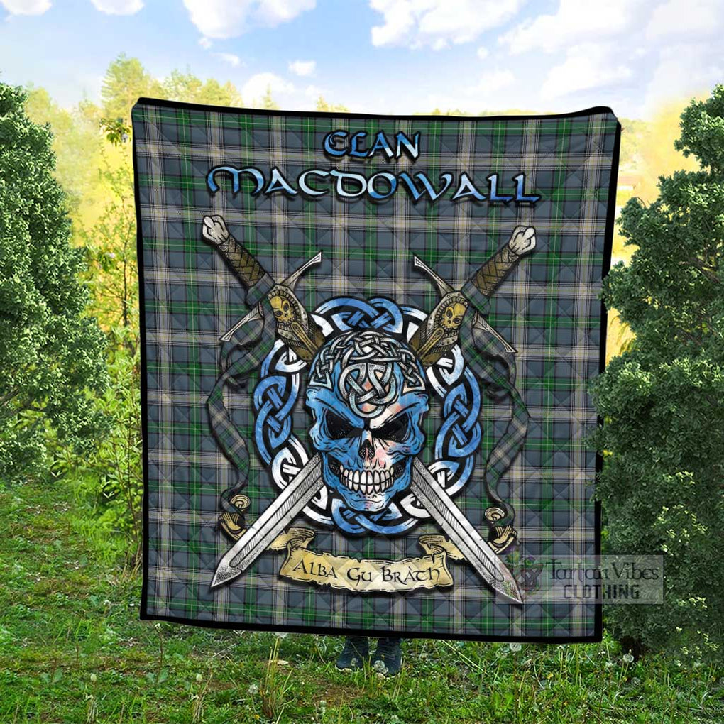 MacDowall (McDowall) Tartan Quilt with Celtic Skull Alba Gu Brath Style - Tartan Vibes Clothing