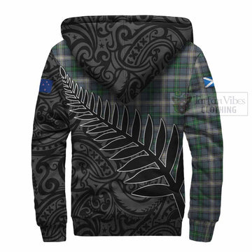 MacDowall (McDowall) Crest Tartan Sherpa Hoodie with New Zealand Silver Fern Half Style - Tartan Vibes Clothing
