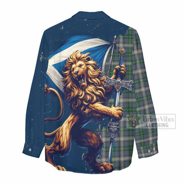 MacDowall (McDowall) Tartan Family Crest Women's Casual Shirt with Scottish Majestic Lion - Tartan Vibes Clothing