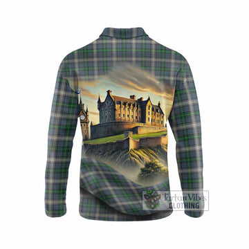 MacDowall (McDowall) Tartan Family Crest Long Sleeve Polo Shirt with Scottish Ancient Castle Style - Tartan Vibes Clothing