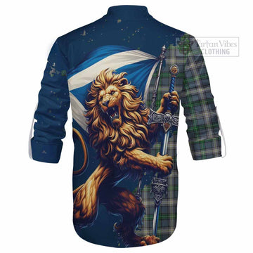 MacDowall (McDowall) Tartan Family Crest Ghillie Kilt Shirt with Scottish Majestic Lion - Tartan Vibes Clothing