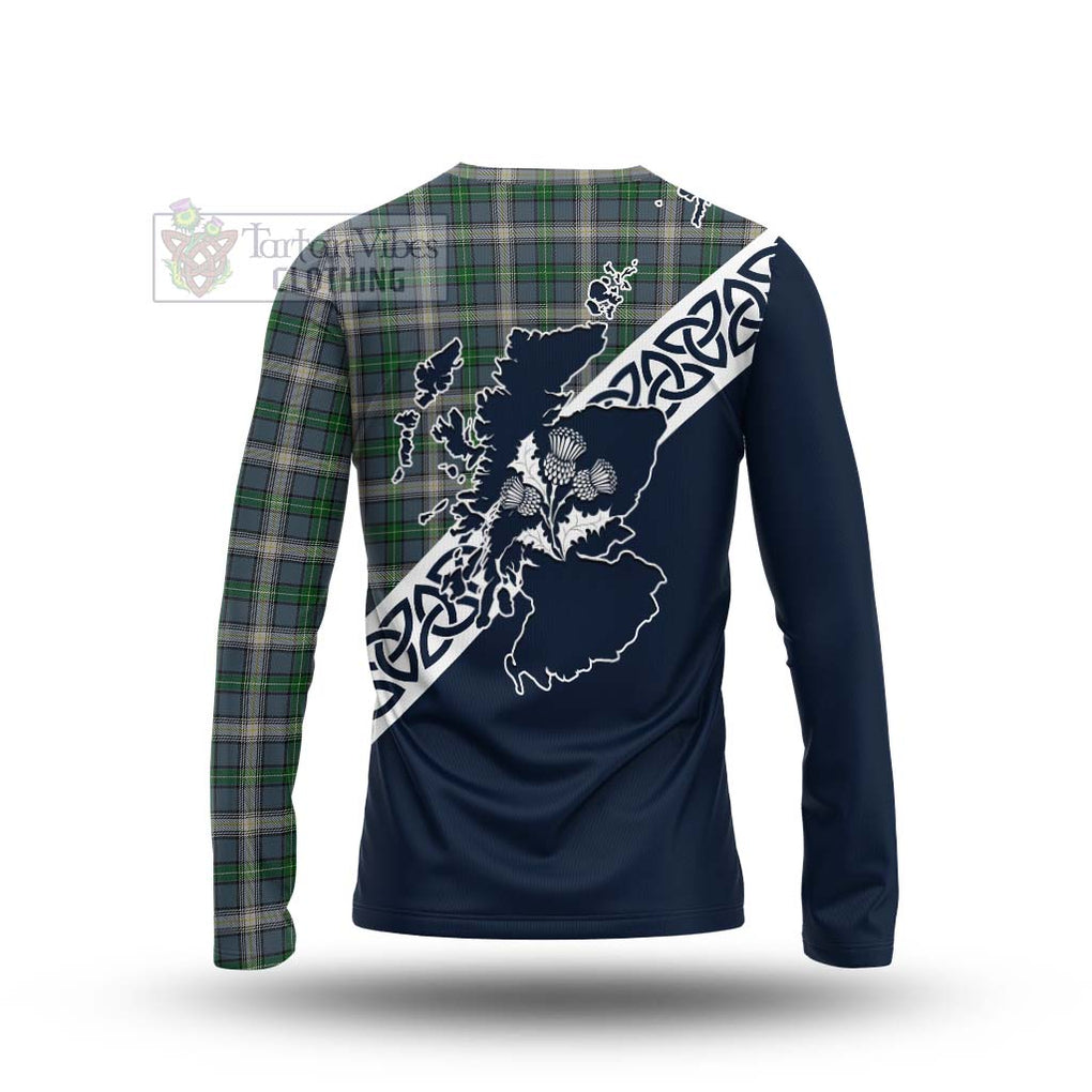 MacDowall (McDowall) Tartan Long Sleeve T-Shirt Featuring Thistle and Scotland Map - Tartan Vibes Clothing