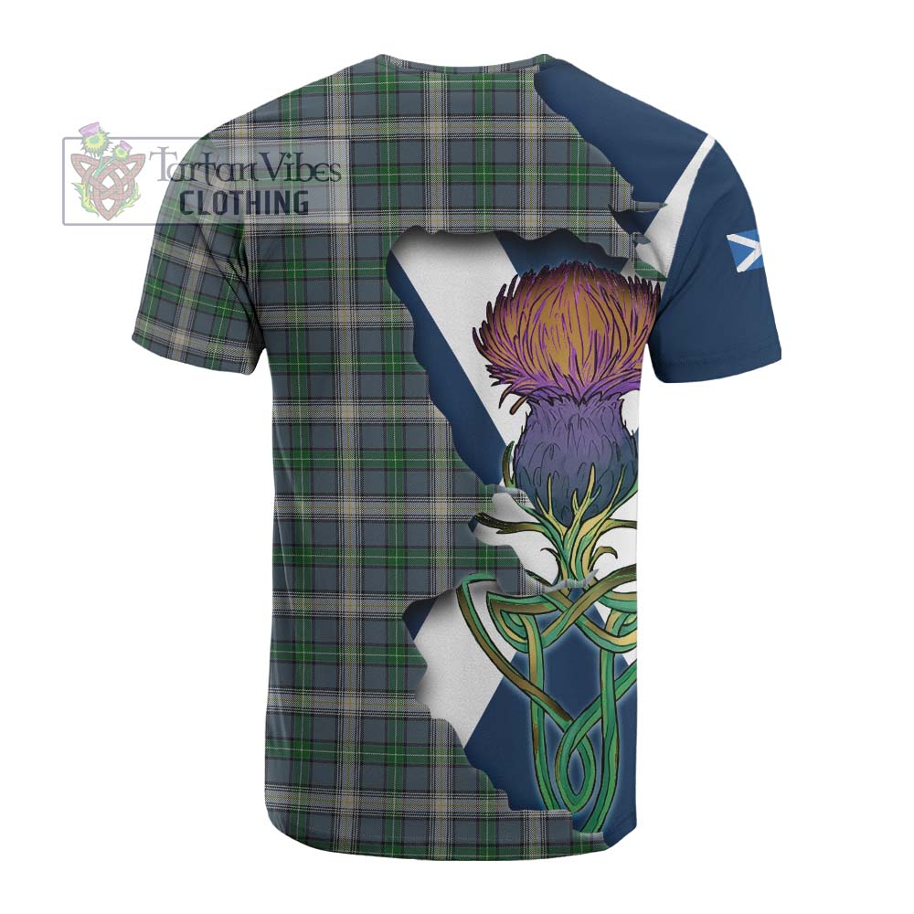 Tartan Vibes Clothing MacDowall (McDowall) Tartan Family Crest Cotton T-shirt Scottish Thistle Celtic Inspired