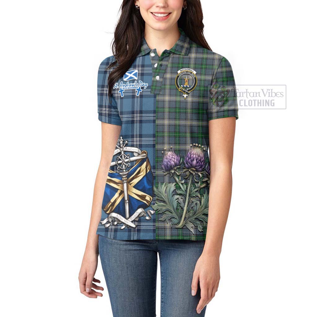 MacDowall (McDowall) Tartan Women's Polo Shirt Happy St. Andrew's Day Half Tartan Style - Tartan Vibes Clothing