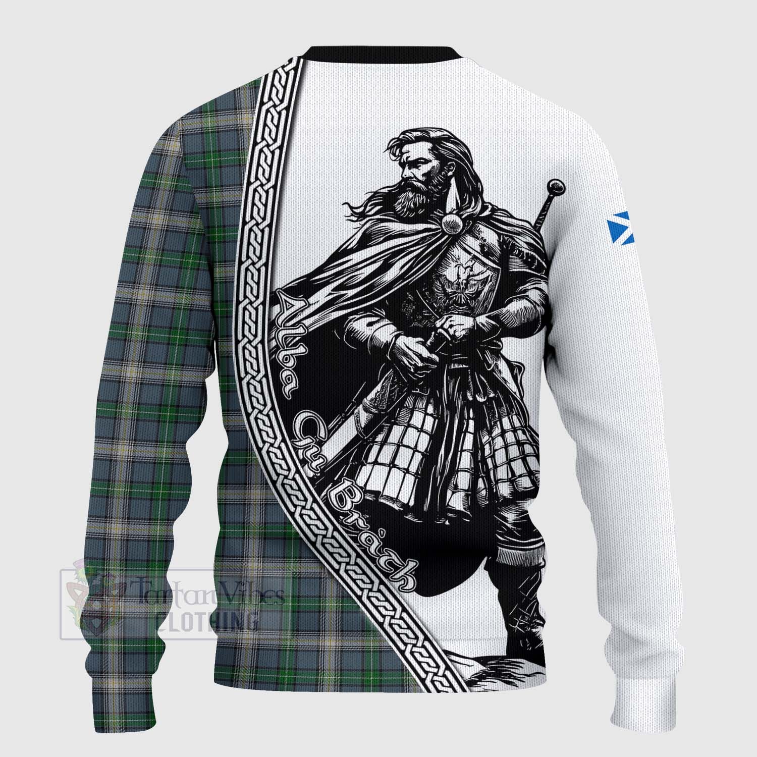 MacDowall (McDowall) Tartan Clan Crest Knitted Sweater with Highlander Warrior Celtic Style - Tartan Vibes Clothing