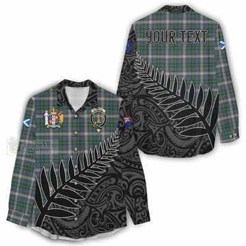 MacDowall (McDowall) Crest Tartan Women's Casual Shirt with New Zealand Silver Fern Half Style - Tartan Vibes Clothing