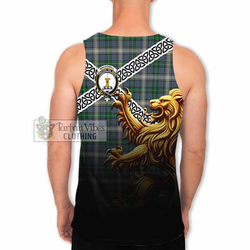 MacDowall (McDowall) Crest Tartan Men's Tank Top with Golden Lion Emblem Celtic Style - Tartan Vibes Clothing