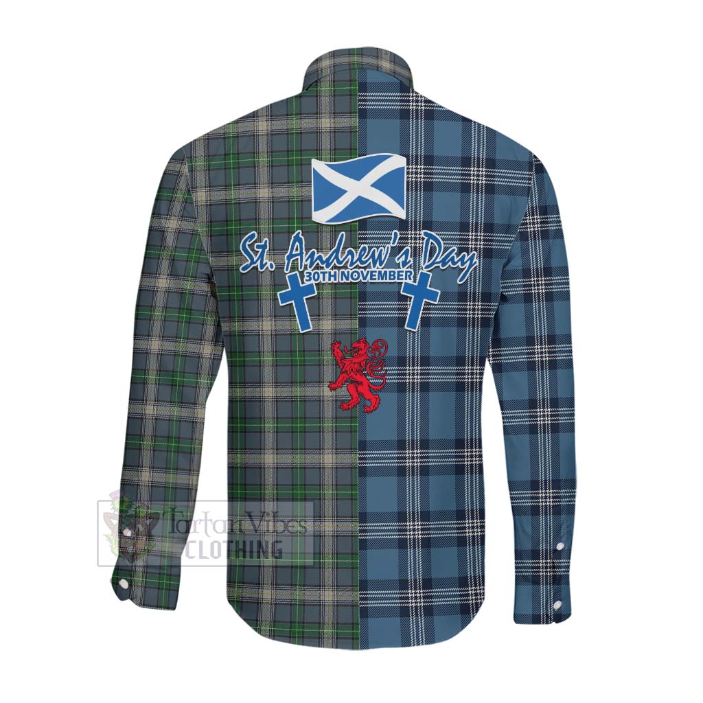 MacDowall (McDowall) Tartan Long Sleeve Button Shirt Happy St. Andrew's Day Half Tartan Style Men's Shirt - Tartan Vibes Clothing