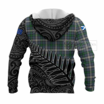 MacDowall (McDowall) Crest Tartan Knitted Hoodie with New Zealand Silver Fern Half Style - Tartan Vibes Clothing