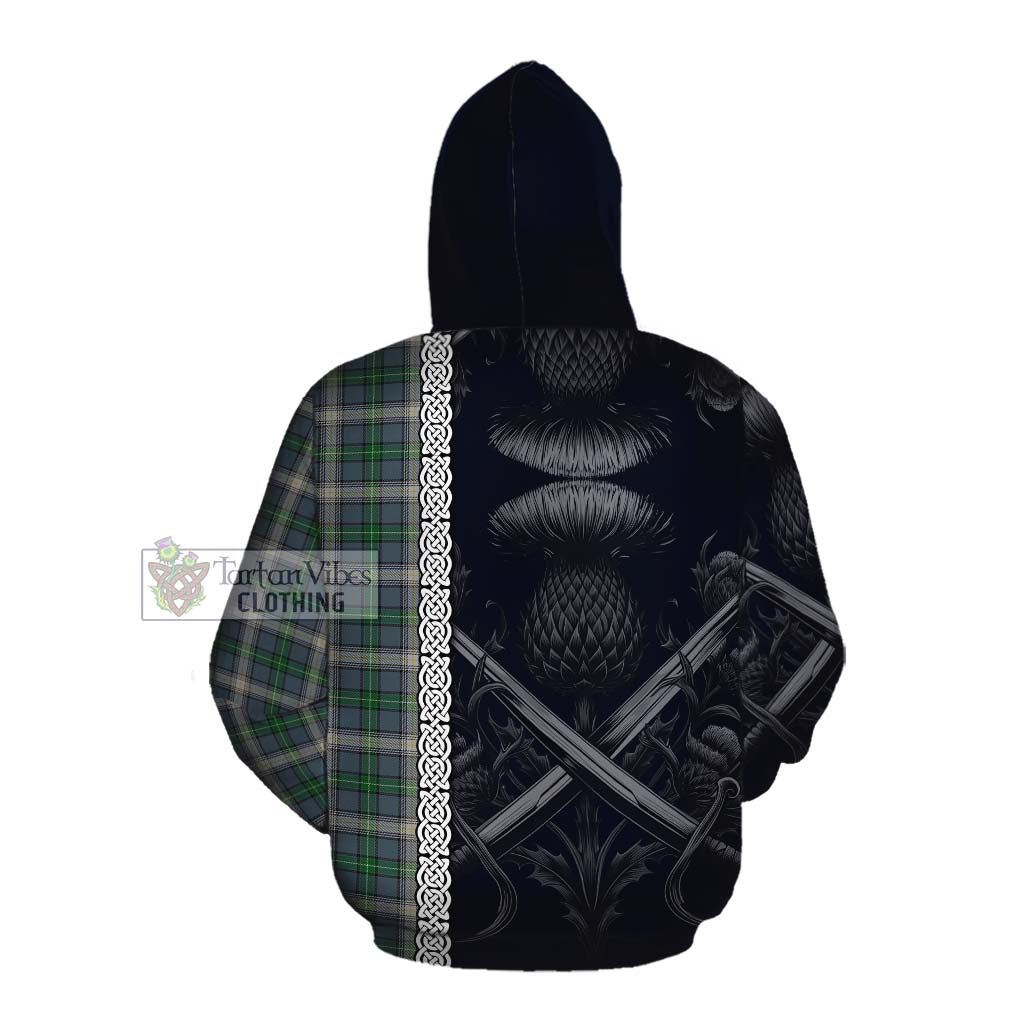 MacDowall (McDowall) Tartan Cotton Hoodie with Family Crest Cross Sword Thistle Celtic Vibes Pullover Hoodie - Tartan Vibes Clothing