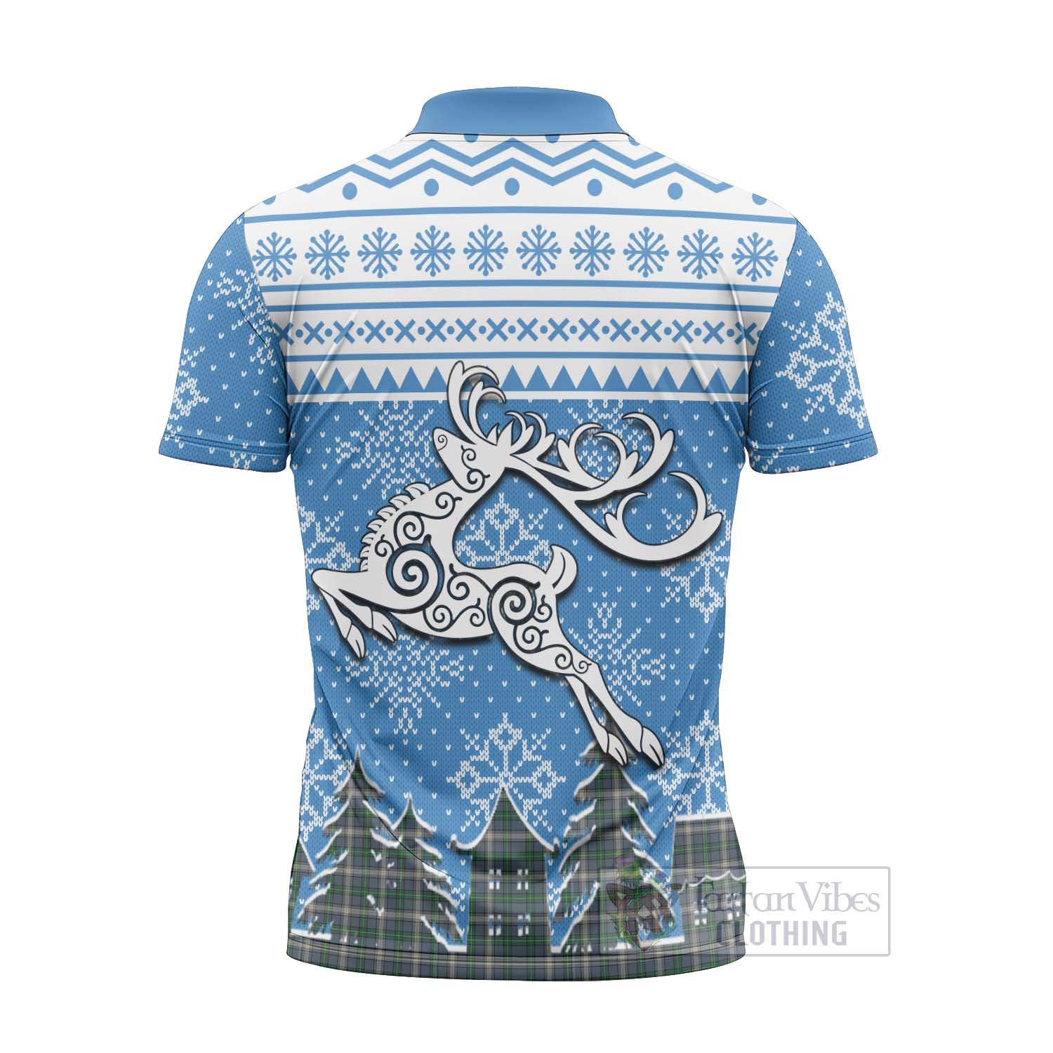 MacDowall (McDowall) Clan Christmas Zipper Polo Shirt Celtic Reindeer Style - Tartan Vibes Clothing