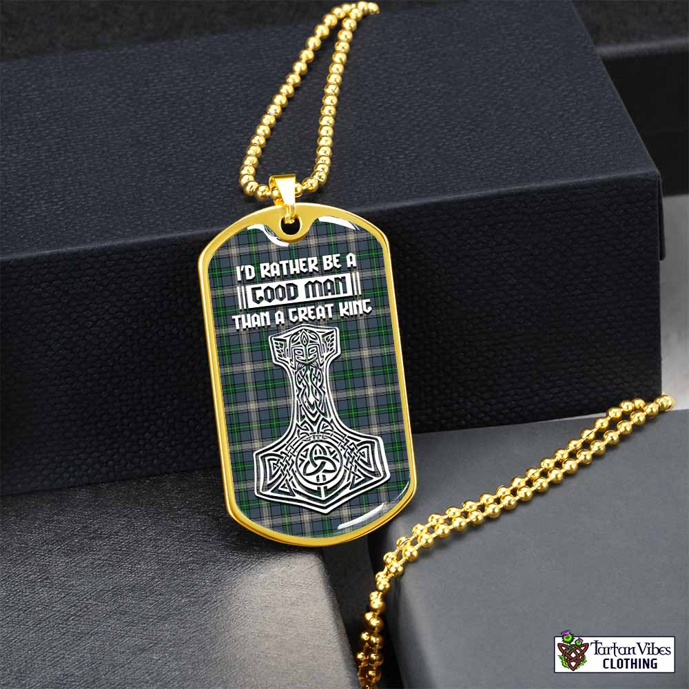 MacDowall (McDowall) Tartan Dog Tag Necklace Viking Mjolnir Style Gold No - Tartan Vibes Clothing