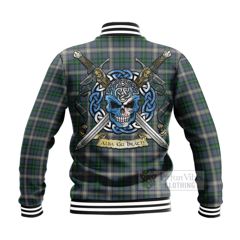 MacDowall (McDowall) Tartan Baseball Jacket with Family Crest Celtic Skull Style - Tartan Vibes Clothing