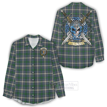 MacDowall (McDowall) Tartan Women's Casual Shirt with Family Crest Celtic Skull Style - Tartan Vibes Clothing