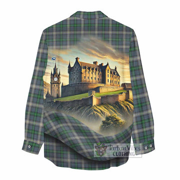 MacDowall (McDowall) Tartan Family Crest Women's Casual Shirt with Scottish Ancient Castle Style - Tartan Vibes Clothing