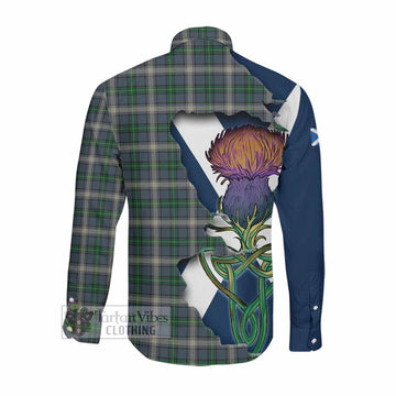 Tartan Vibes Clothing MacDowall (McDowall) Tartan Family Crest Long Sleeve Button Shirt Scottish Thistle Celtic Inspired