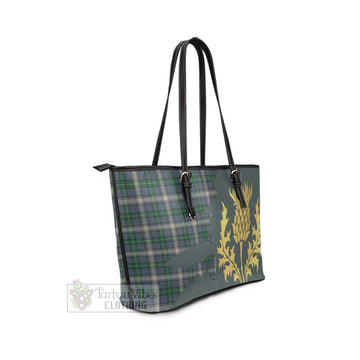 MacDowall (McDowall) Tartan Leather Tote Bag Gold Thistle Style - Tartan Vibes Clothing