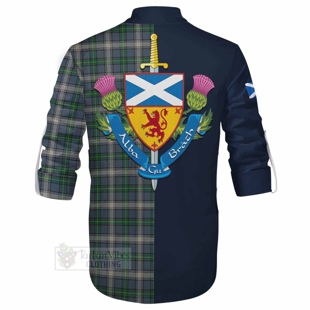MacDowall (McDowall) Tartan Ghillie Kilt Shirt Alba with Scottish Lion Royal Arm Half Style - Tartan Vibes Clothing
