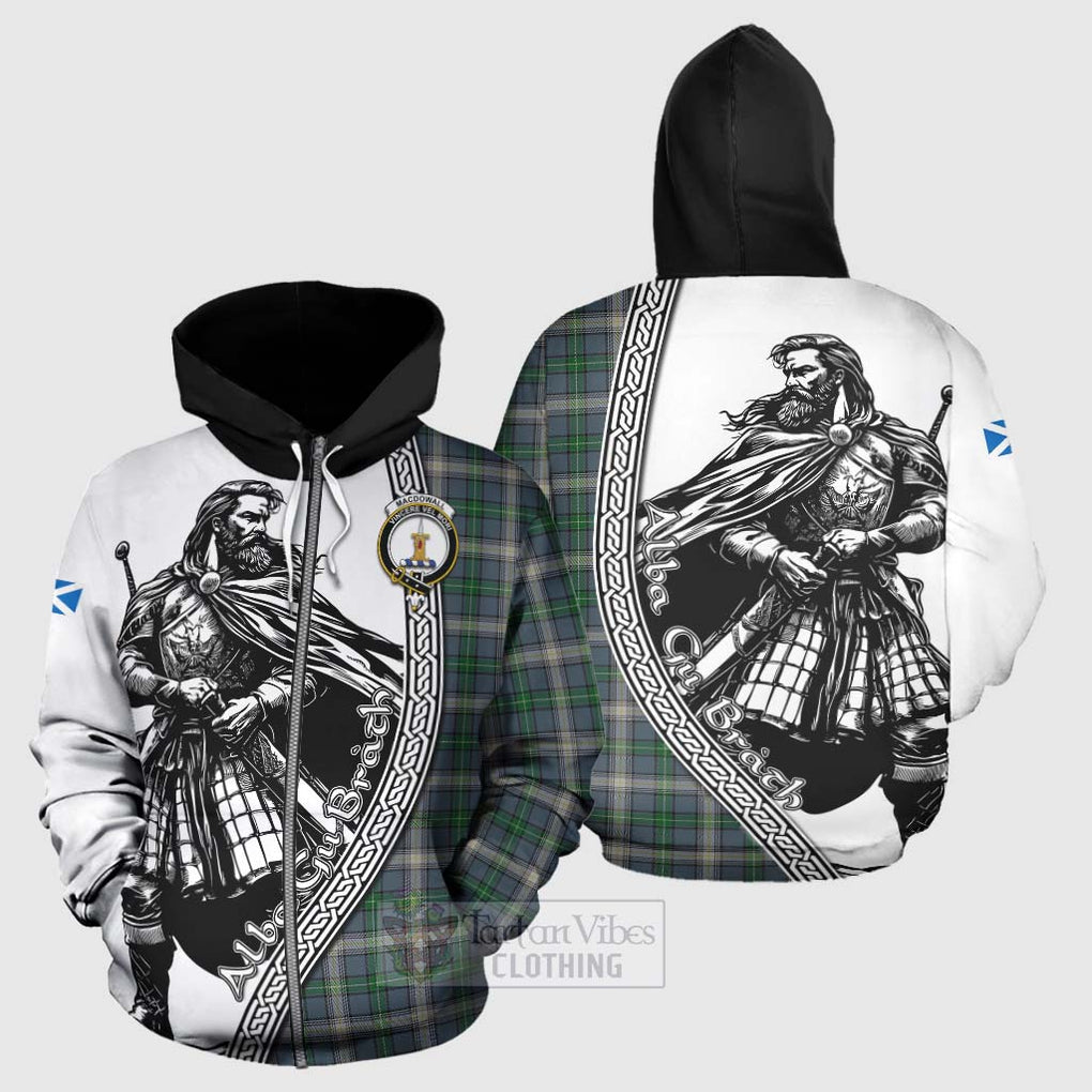 MacDowall (McDowall) Tartan Clan Crest Hoodie with Highlander Warrior Celtic Style - Tartan Vibes Clothing