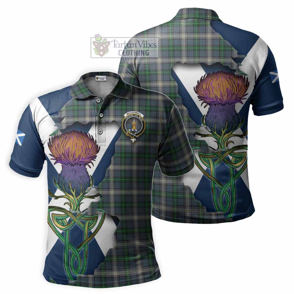 Tartan Vibes Clothing MacDowall (McDowall) Tartan Family Crest Polo Shirt Scottish Thistle Celtic Inspired