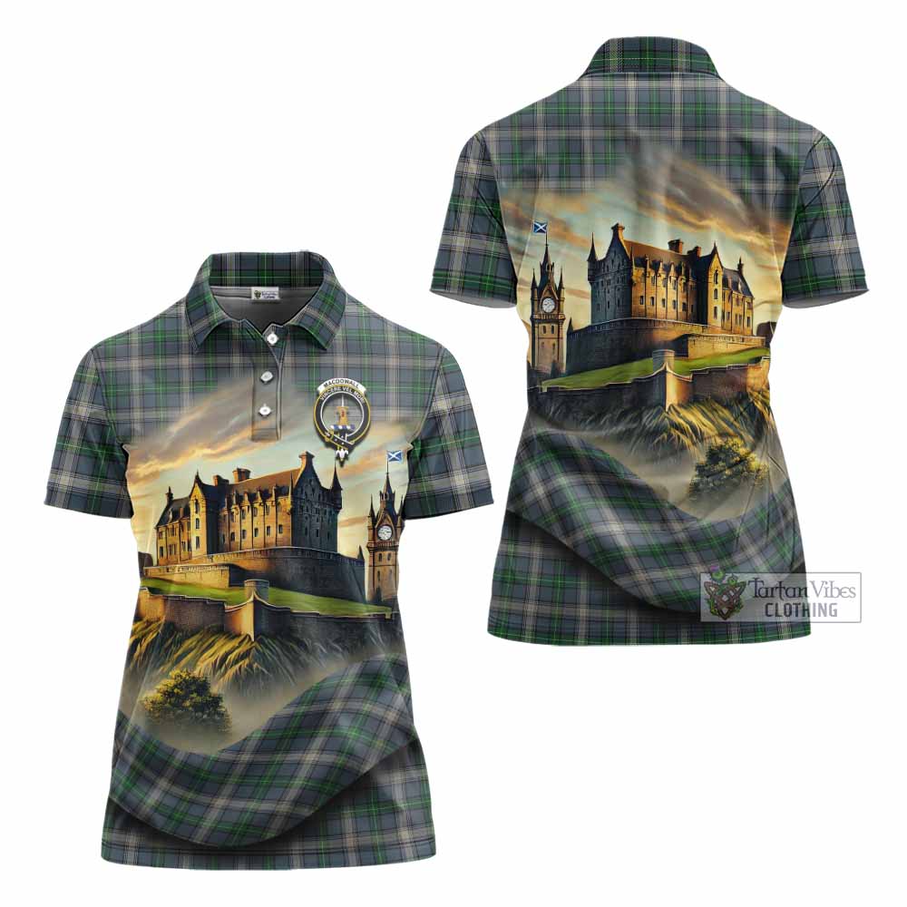 MacDowall (McDowall) Tartan Family Crest Women's Polo Shirt with Scottish Ancient Castle Style - Tartan Vibes Clothing