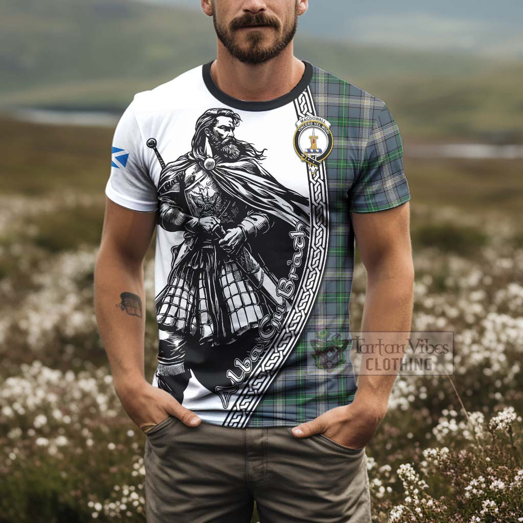 MacDowall (McDowall) Tartan Clan Crest T-Shirt with Highlander Warrior Celtic Style - Tartan Vibes Clothing