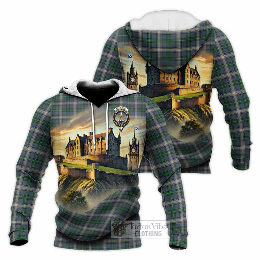 MacDowall (McDowall) Tartan Family Crest Knitted Hoodie with Scottish Ancient Castle Style - Tartan Vibes Clothing