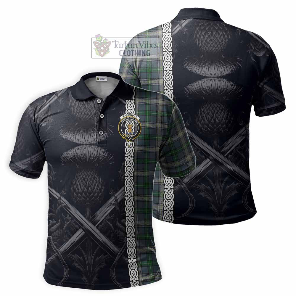 MacDowall (McDowall) Tartan Polo Shirt with Family Crest Cross Sword Thistle Celtic Vibes - Tartan Vibes Clothing
