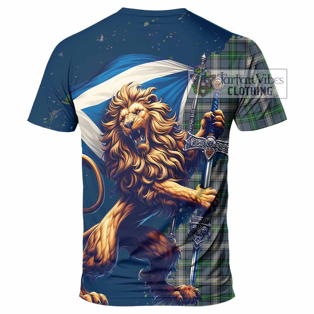 MacDowall (McDowall) Tartan Family Crest T-Shirt with Scottish Majestic Lion - Tartan Vibes Clothing