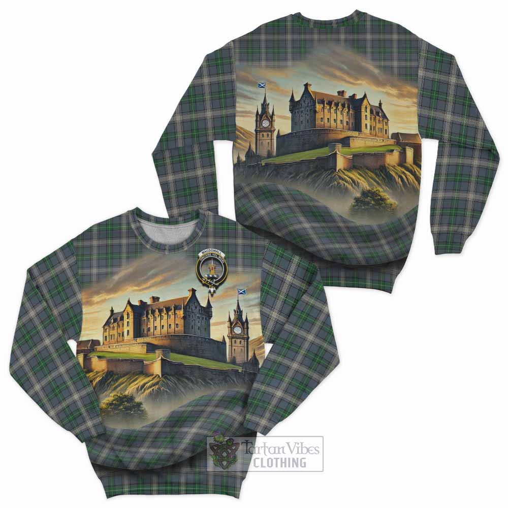MacDowall (McDowall) Tartan Family Crest Sweatshirt with Scottish Ancient Castle Style - Tartan Vibes Clothing