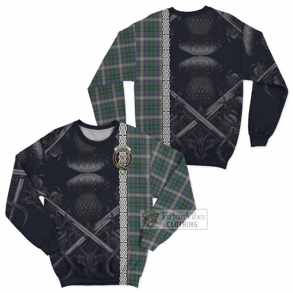 MacDowall (McDowall) Tartan Sweatshirt with Family Crest Cross Sword Thistle Celtic Vibes - Tartan Vibes Clothing