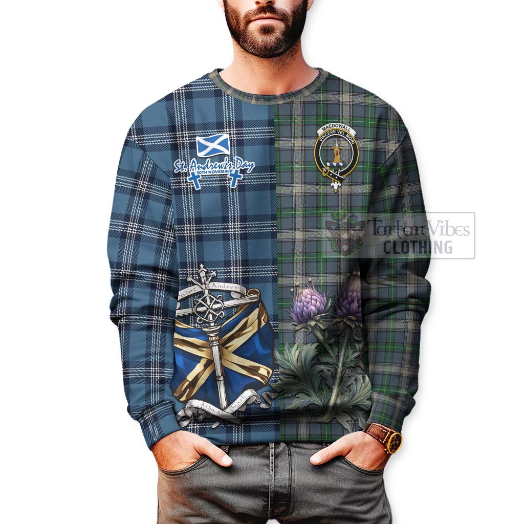 MacDowall (McDowall) Tartan Sweatshirt Happy St. Andrew's Day Half Tartan Style - Tartan Vibes Clothing