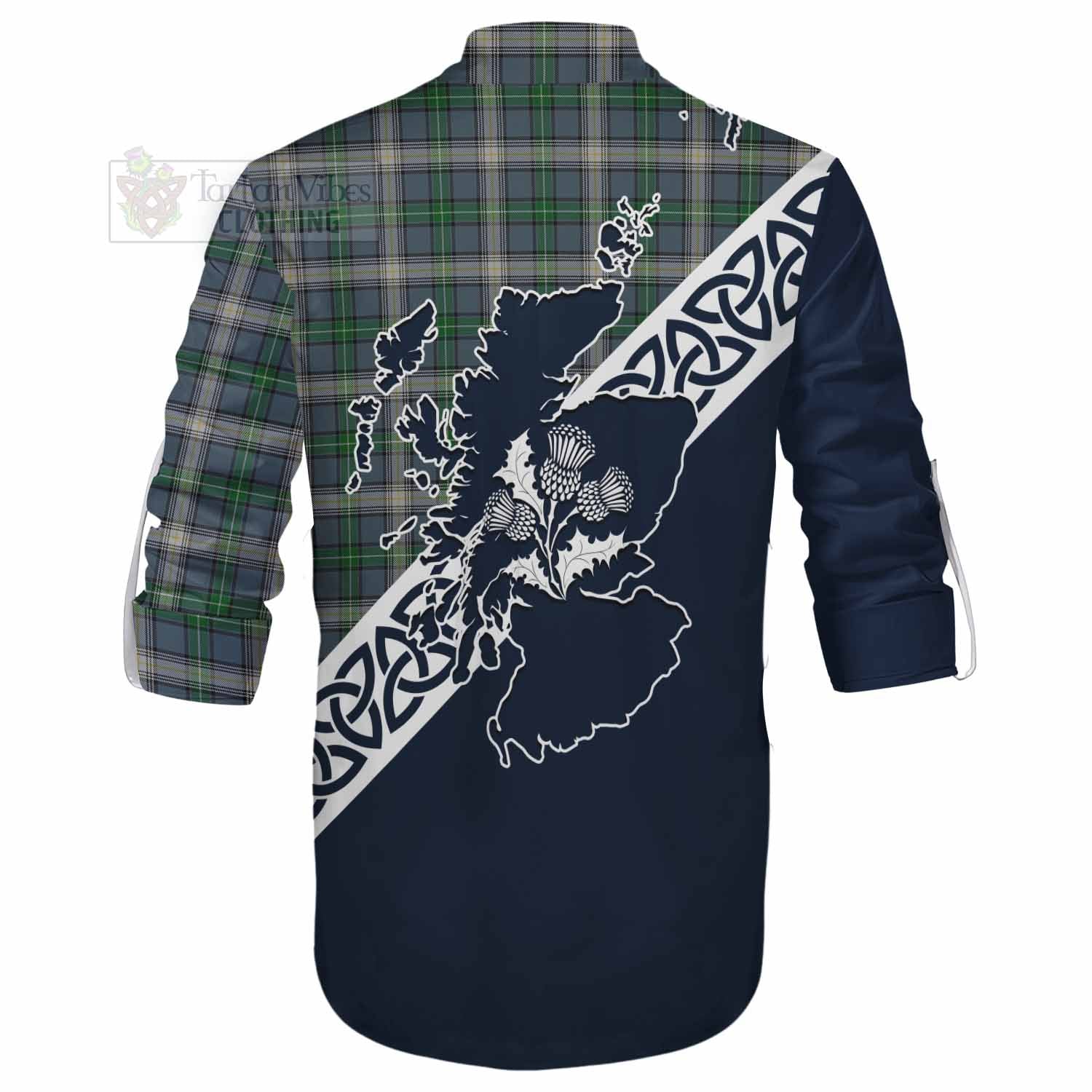 MacDowall (McDowall) Tartan Ghillie Kilt Shirt Featuring Thistle and Scotland Map - Tartan Vibes Clothing