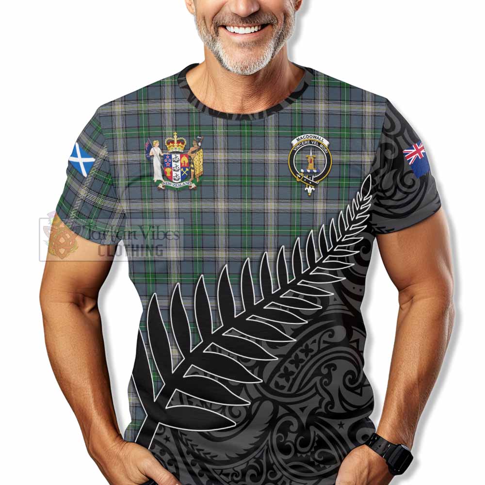 MacDowall (McDowall) Crest Tartan T-Shirt with New Zealand Silver Fern Half Style - Tartan Vibes Clothing
