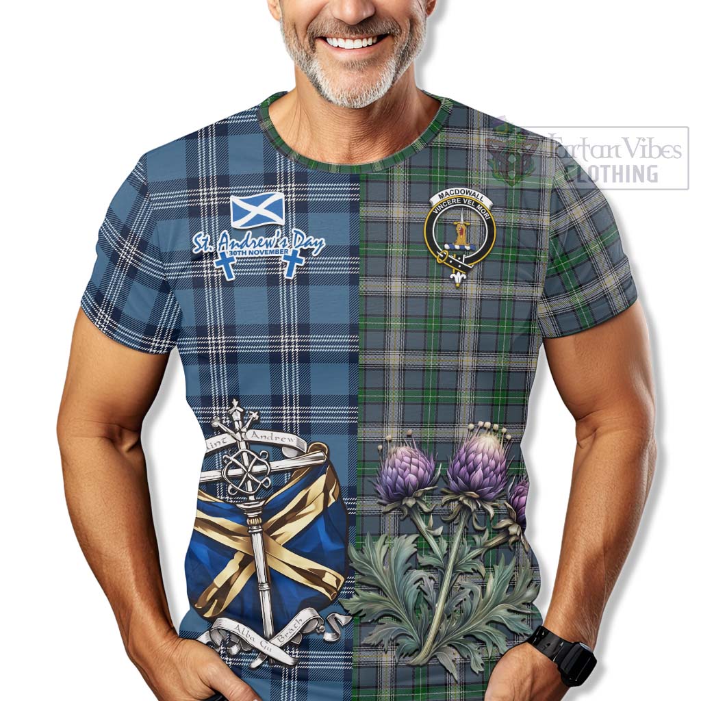 MacDowall (McDowall) Tartan T-Shirt Happy St. Andrew's Day Half Tartan Style - Tartan Vibes Clothing