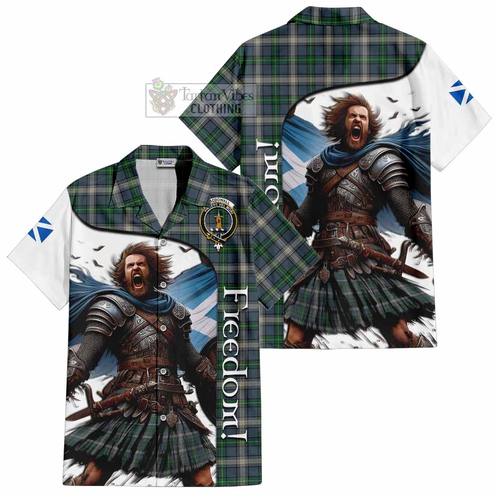 Tartan Vibes Clothing MacDowall (McDowall) Crest Tartan Short Sleeve Button Shirt Inspired by the Freedom of Scottish Warrior
