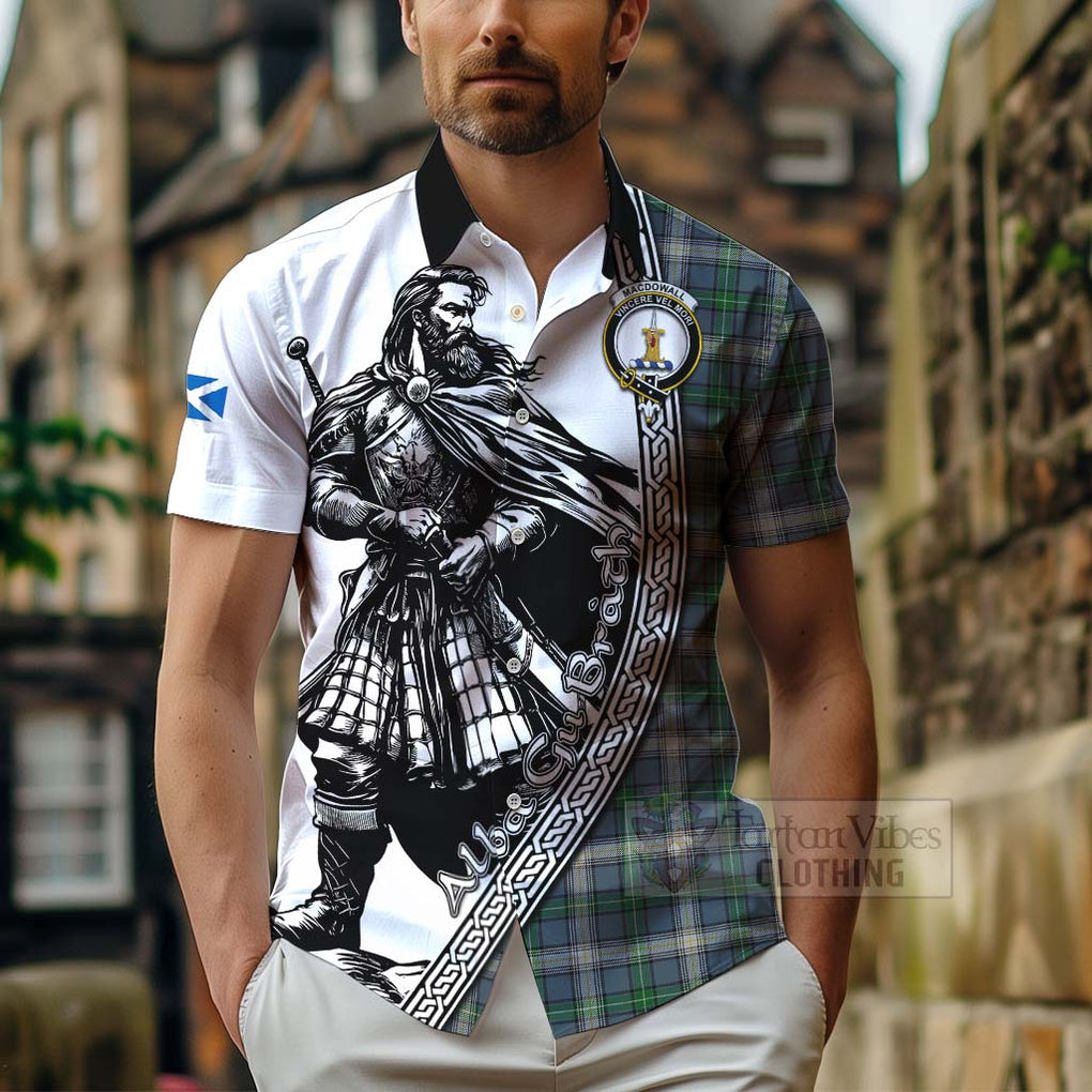MacDowall (McDowall) Tartan Clan Crest Hawaiian Shirt with Highlander Warrior Celtic Style - Tartan Vibes Clothing