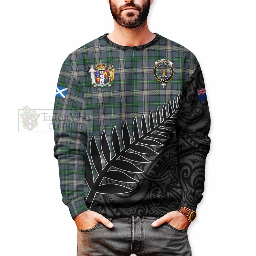 MacDowall (McDowall) Crest Tartan Sweatshirt with New Zealand Silver Fern Half Style - Tartan Vibes Clothing