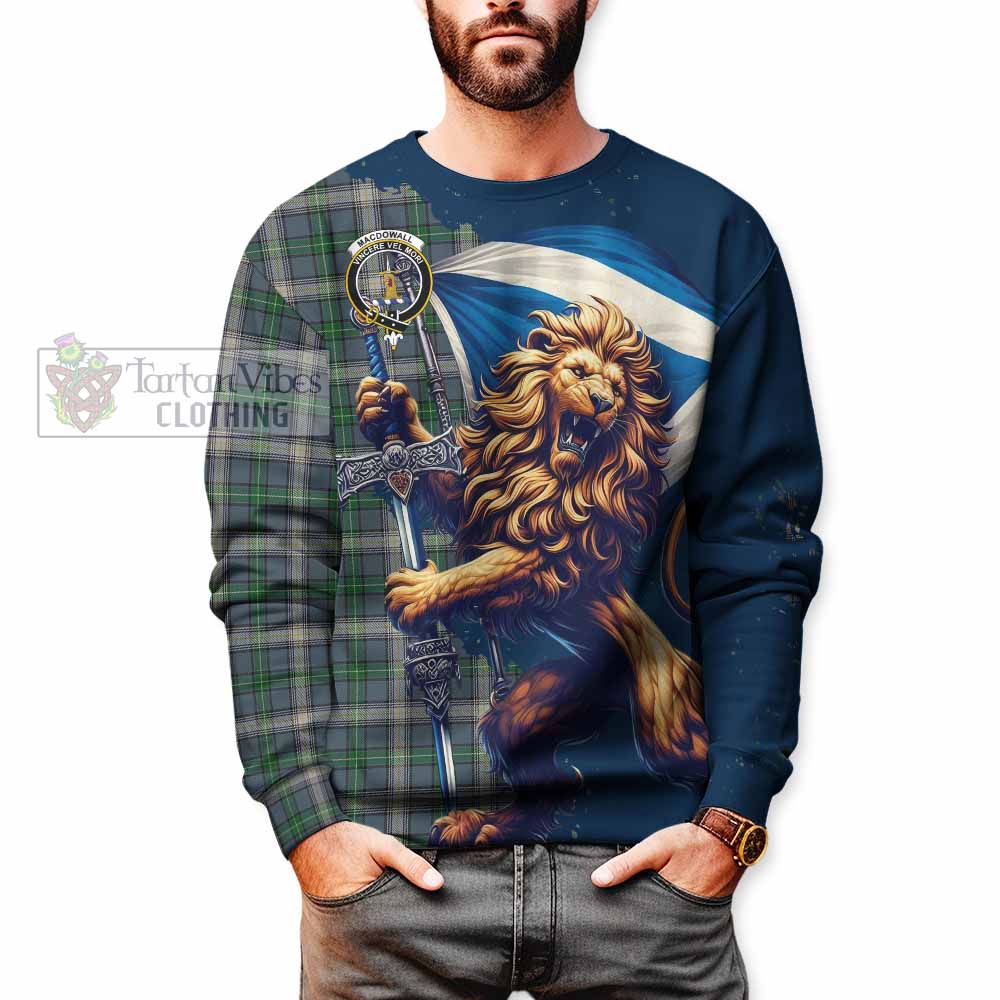 MacDowall (McDowall) Tartan Family Crest Sweatshirt with Scottish Majestic Lion - Tartan Vibes Clothing
