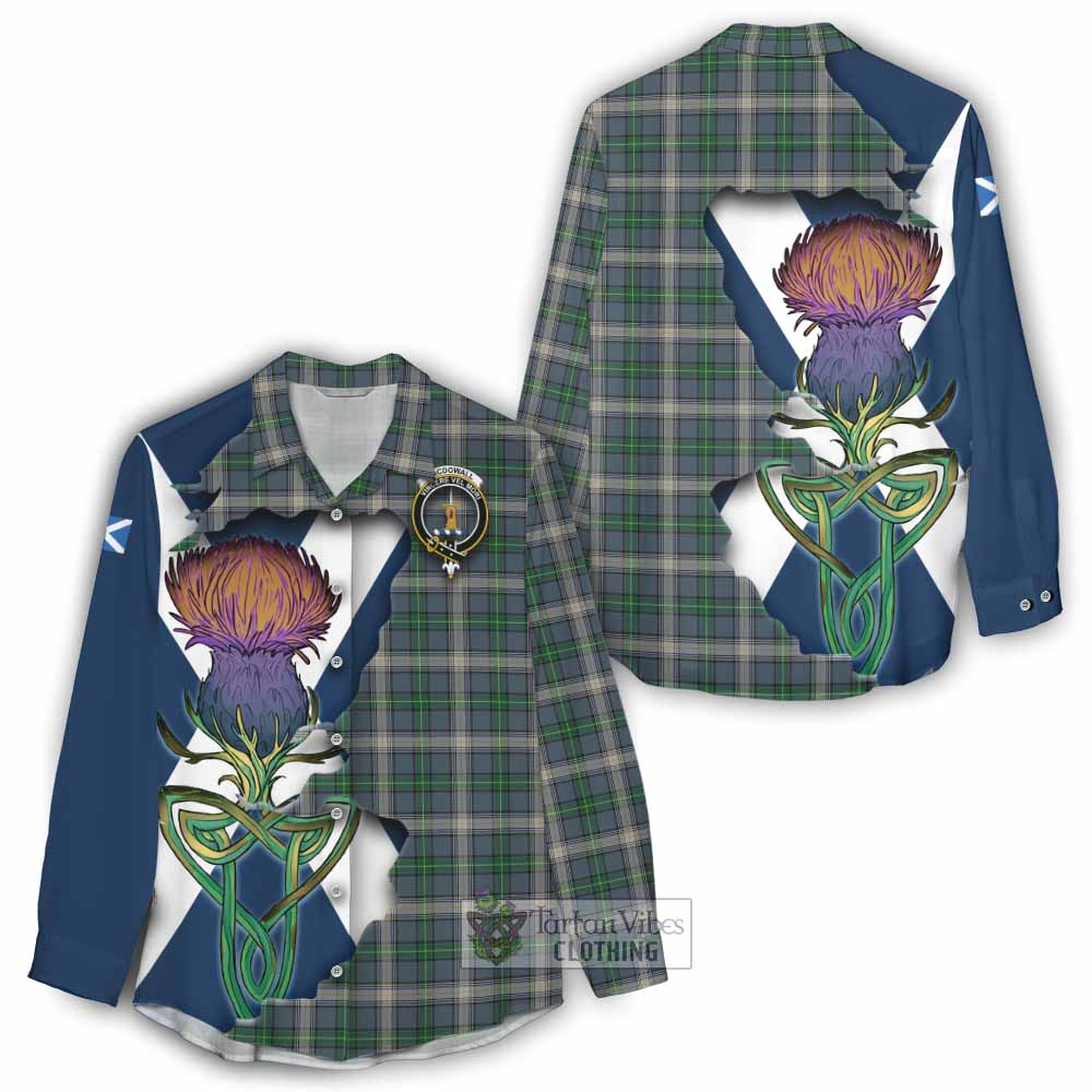 Tartan Vibes Clothing MacDowall (McDowall) Tartan Family Crest Women's Casual Shirt Scottish Thistle Celtic Inspired