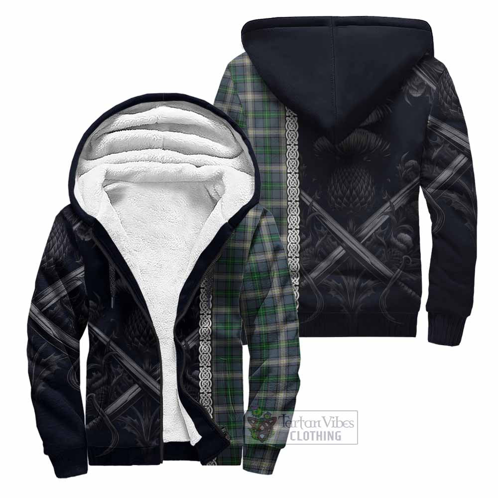 MacDowall (McDowall) Tartan Sherpa Hoodie with Family Crest Cross Sword Thistle Celtic Vibes Unisex - Tartan Vibes Clothing