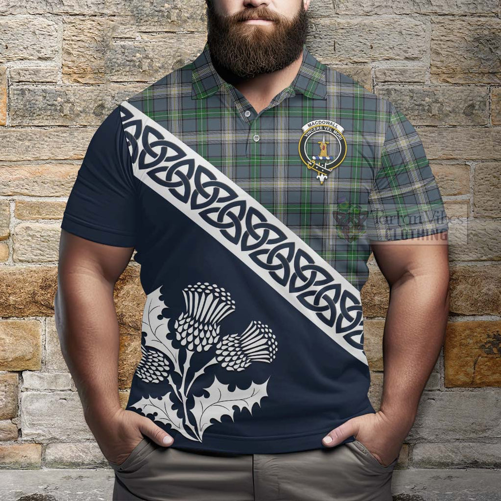 MacDowall (McDowall) Tartan Polo Shirt Featuring Thistle and Scotland Map - Tartanvibesclothing Store