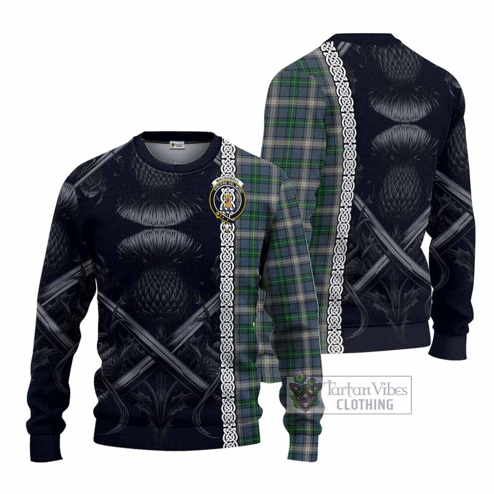 MacDowall (McDowall) Tartan Knitted Sweater with Family Crest Cross Sword Thistle Celtic Vibes - Tartan Vibes Clothing