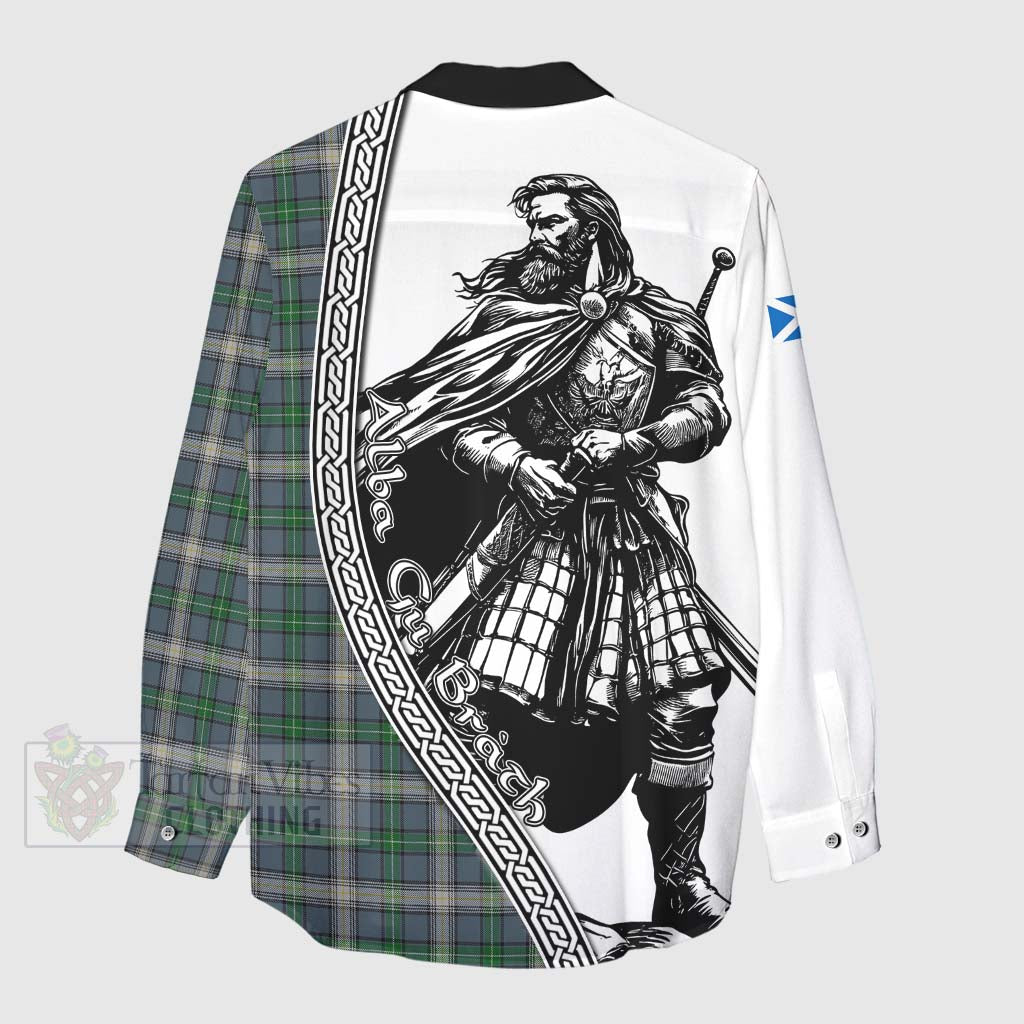 MacDowall (McDowall) Tartan Clan Crest Women's Casual Shirt with Highlander Warrior Celtic Style - Tartan Vibes Clothing