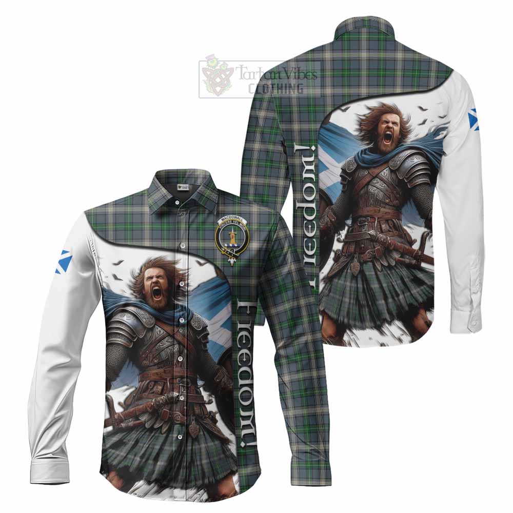 Tartan Vibes Clothing MacDowall (McDowall) Crest Tartan Long Sleeve Button Shirt Inspired by the Freedom of Scottish Warrior