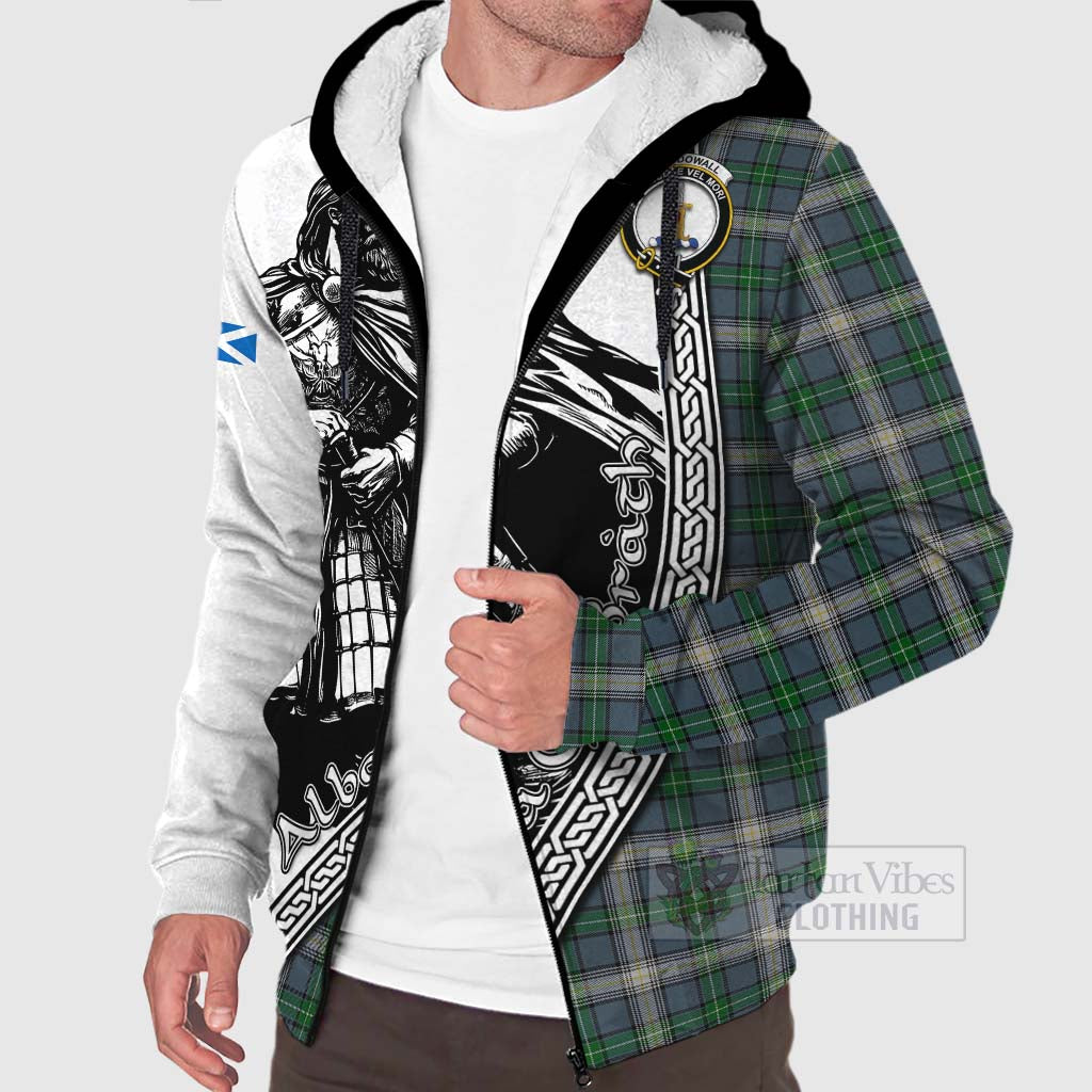 MacDowall (McDowall) Tartan Clan Crest Sherpa Hoodie with Highlander Warrior Celtic Style Unisex - Tartan Vibes Clothing