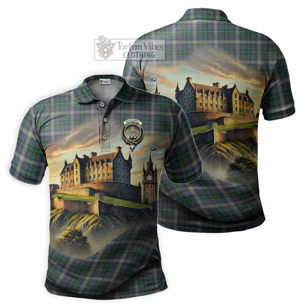 Tartan Vibes Clothing MacDowall (McDowall) Tartan Family Crest Polo Shirt with Scottish Ancient Castle Stype
