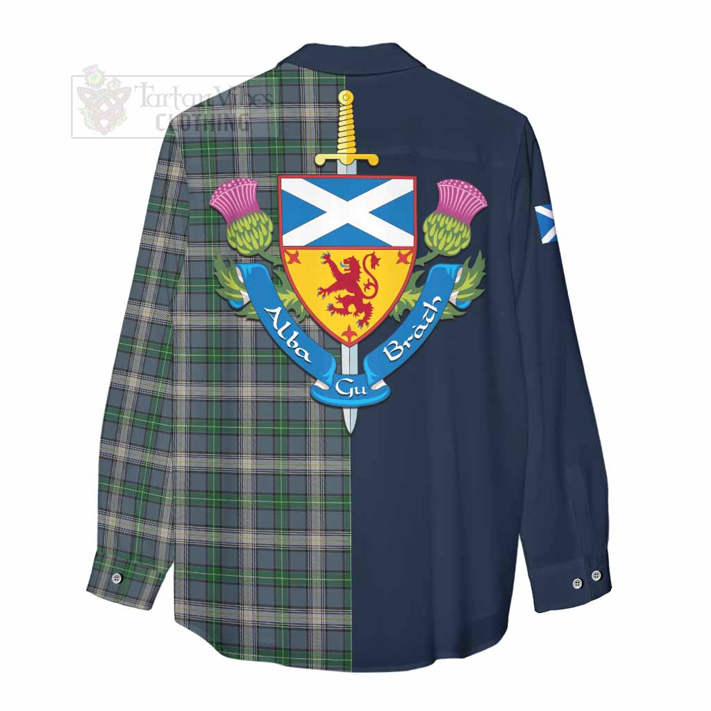 MacDowall (McDowall) Tartan Women's Casual Shirt Alba with Scottish Lion Royal Arm Half Style - Tartan Vibes Clothing