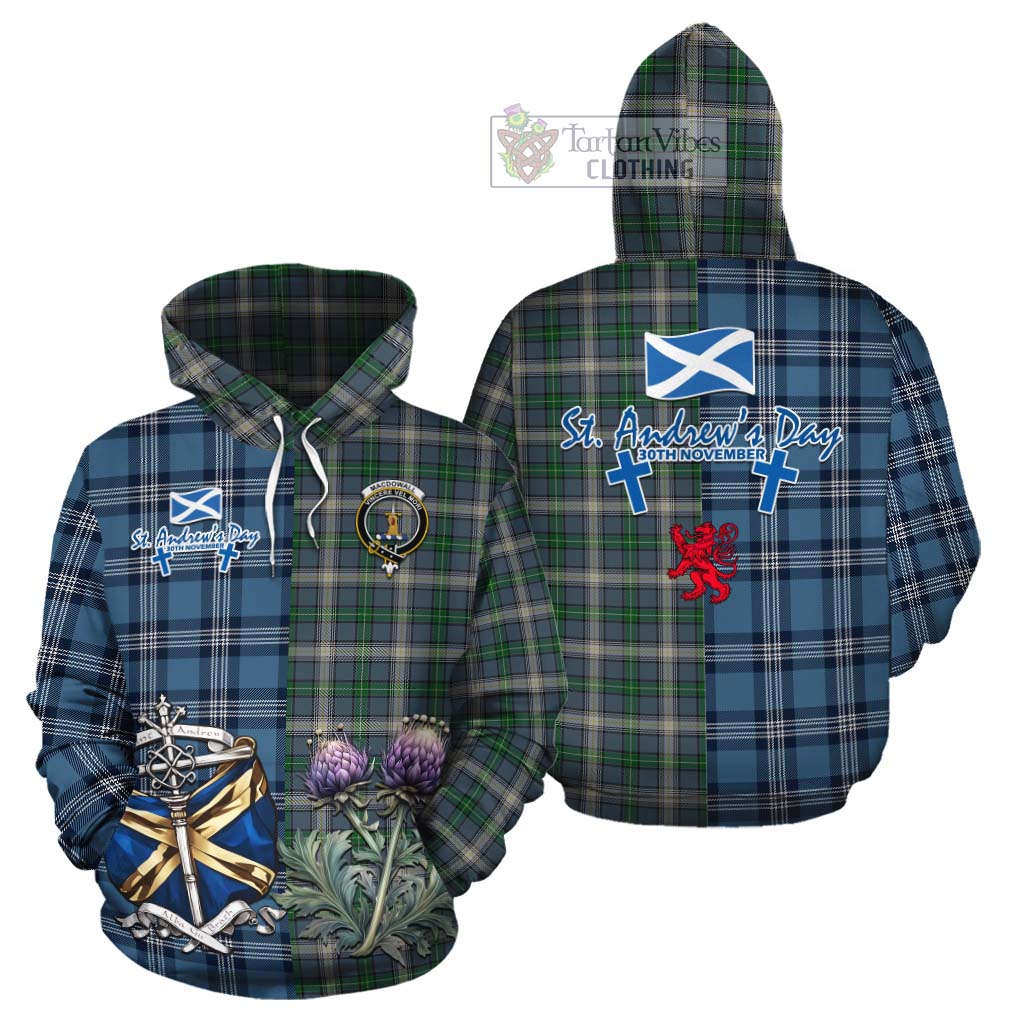 MacDowall (McDowall) Tartan Cotton Hoodie Happy St. Andrew's Day Half Tartan Style Zip Hoodie - Tartan Vibes Clothing