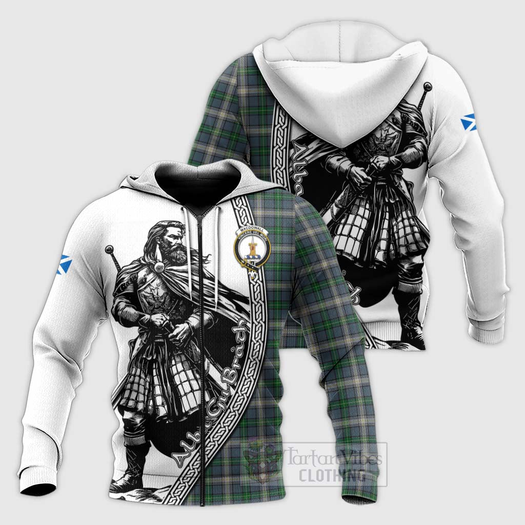 MacDowall (McDowall) Tartan Clan Crest Knitted Hoodie with Highlander Warrior Celtic Style Unisex Knitted Zip Hoodie - Tartan Vibes Clothing